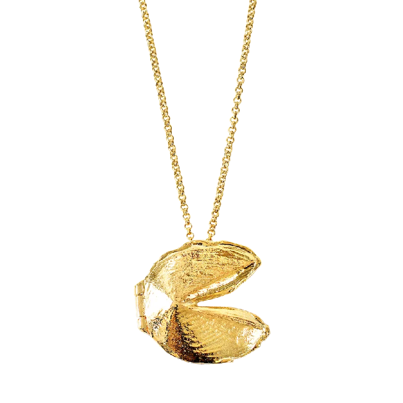 Shop Classic Women's Necklaces & Pendants with a Modern Twist-Fortune Cookie Locket (Signature) - Gold Shop Classic Women's Necklaces & Pendants with a Modern Twist-Fortune Cookie Locket (Signature) - Gold