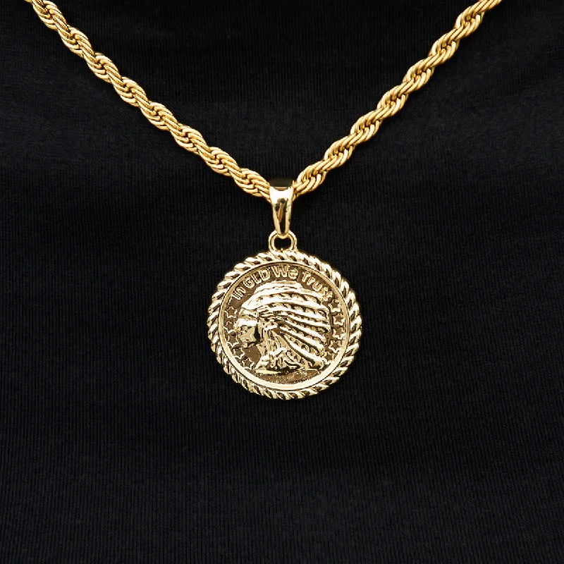 Shop Classic Women's Necklaces & Pendants with a Modern Twist-GLD Chief Coin Pendant Shop Classic Women's Necklaces & Pendants with a Modern Twist-GLD Chief Coin Pendant