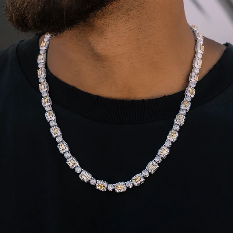 Exclusive Men's Necklaces & Pendants for the Modern Gentleman-Canary Baguette Pave Tennis Chain Exclusive Men's Necklaces & Pendants for the Modern Gentleman-Canary Baguette Pave Tennis Chain