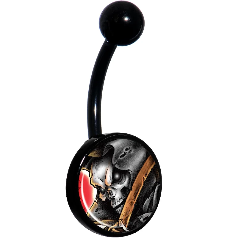 Elegant Belly Rings for Fashion-Forward Looks -Wake the Dead Grim Reaper Halloween Black Belly Ring Elegant Belly Rings for Fashion-Forward Looks -Wake the Dead Grim Reaper Halloween Black Belly Ring