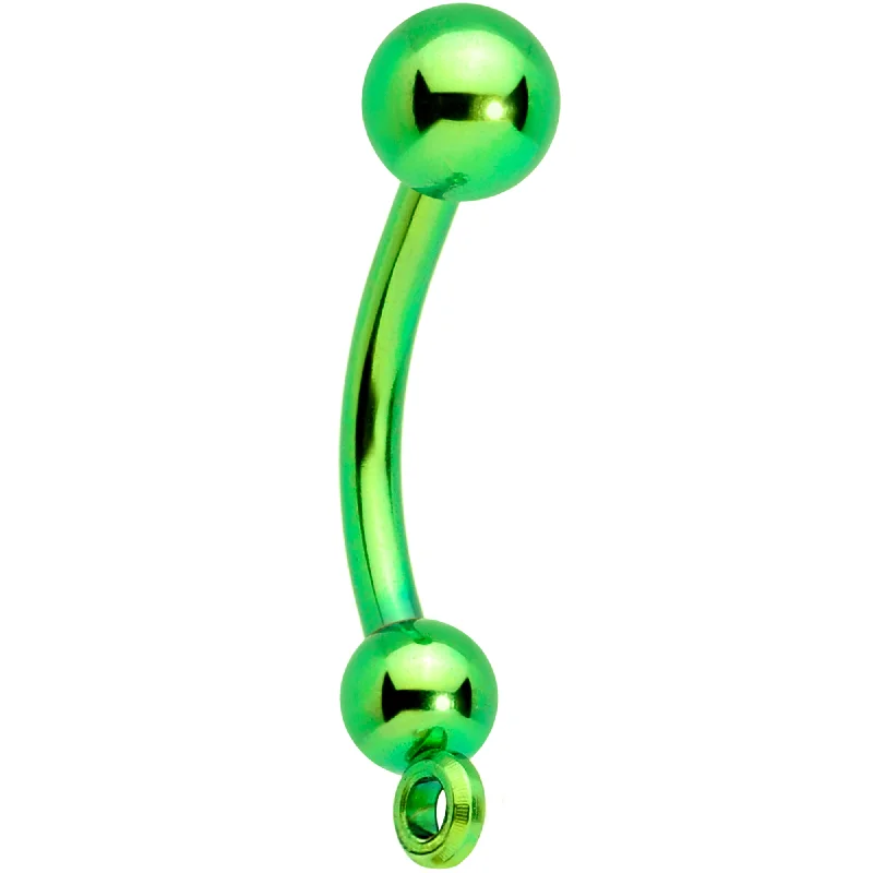 Unique Belly Rings with Sparkling Stones -Green Electroplated Titanium Add On Charm Dangle Belly Ring Unique Belly Rings with Sparkling Stones -Green Electroplated Titanium Add On Charm Dangle Belly Ring