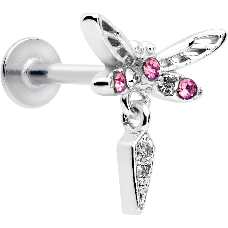 Unique Lip Rings for Creative Piercings16 Gauge 5/16 Pink Gem Swank Dragonfly Dangle Labret Monroe Tragus Unique Lip Rings for Creative Piercings16 Gauge 5/16 Pink Gem Swank Dragonfly Dangle Labret Monroe Tragus