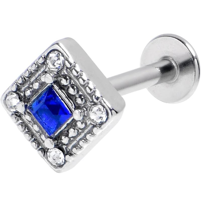 Bold Lip Rings for High-Fashion Appeal16 Gauge 1/4 Clear Blue Gem Rhombus Royale Labret Tragus Bold Lip Rings for High-Fashion Appeal16 Gauge 1/4 Clear Blue Gem Rhombus Royale Labret Tragus