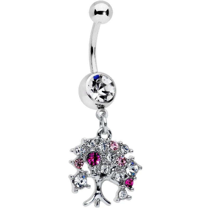 Comfortable Belly Rings for Perfect Fit -Clear Pink Gem Luscious Fruit Tree Dangle Belly Ring Comfortable Belly Rings for Perfect Fit -Clear Pink Gem Luscious Fruit Tree Dangle Belly Ring