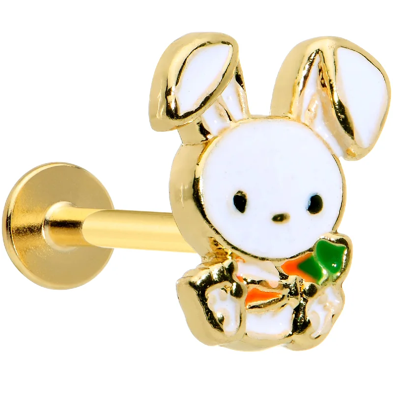 Beautiful Silver Lip Rings16 Gauge 5/16 Gold Tone Cutie Easter Bunny Labret Monroe Tragus