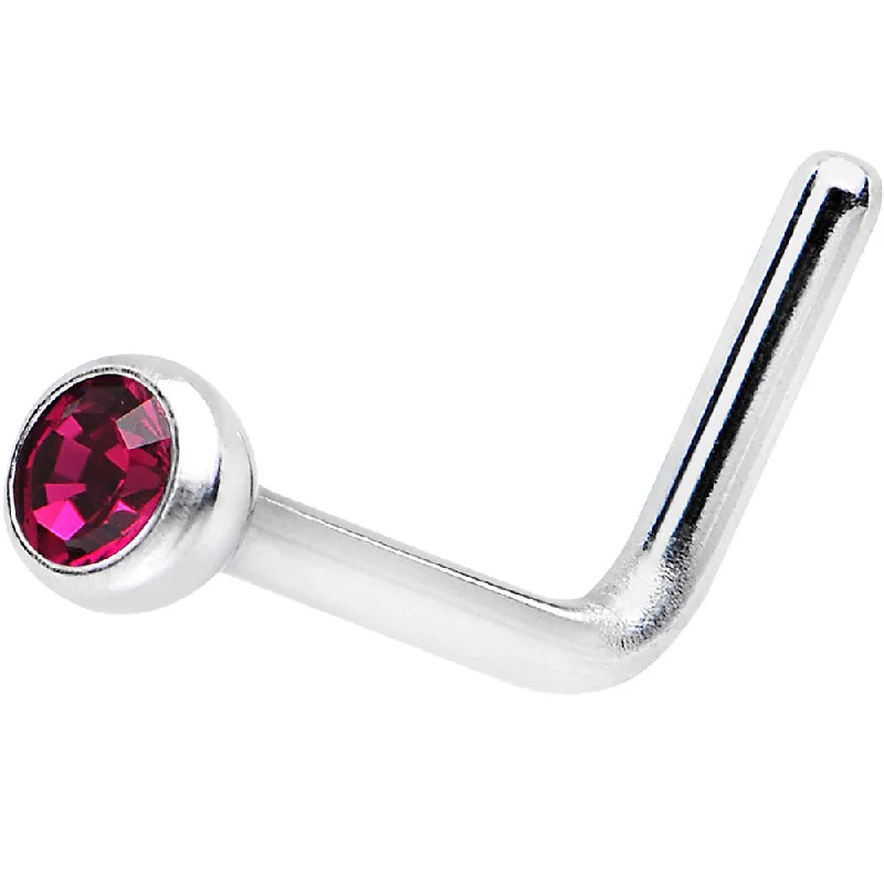 Nose Rings for Personalized Fashion -20 Gauge Ruby L-Shaped Nose Ring Created with Crystals Nose Rings for Personalized Fashion -20 Gauge Ruby L-Shaped Nose Ring Created with Crystals