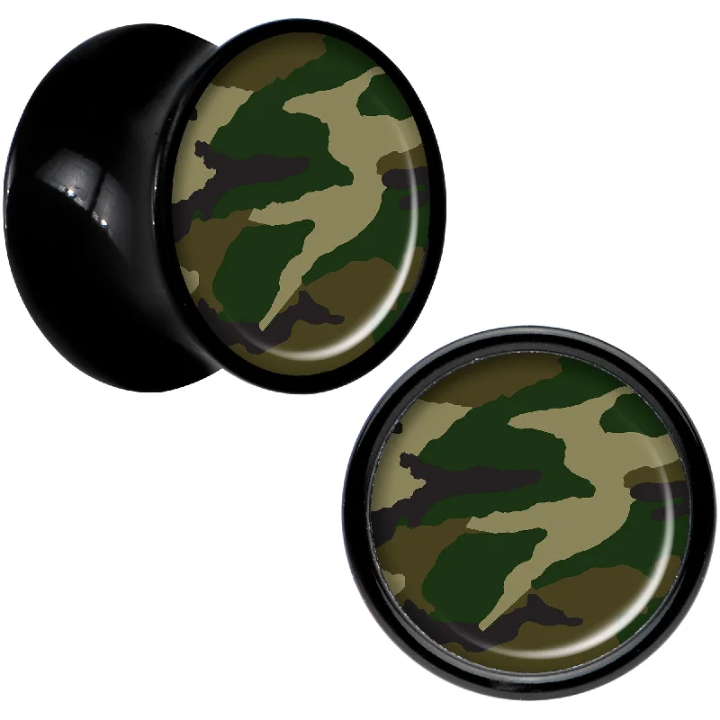 Women's Earrings – Elegant Designs for Every Personality--Black Acrylic Woodland Camo Print Saddle Plug Set 00 Gauge Women's Earrings – Elegant Designs for Every Personality--Black Acrylic Woodland Camo Print Saddle Plug Set 00 Gauge