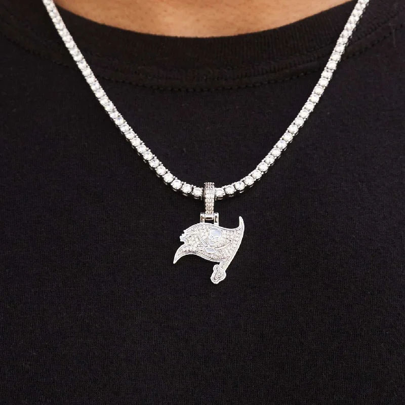 Exclusive Men's Necklaces & Pendants for the Modern Gentleman-Tampa Bay Buccaneers Official NFL Micro Logo Pendant - White Gold Exclusive Men's Necklaces & Pendants for the Modern Gentleman-Tampa Bay Buccaneers Official NFL Micro Logo Pendant - White Gold