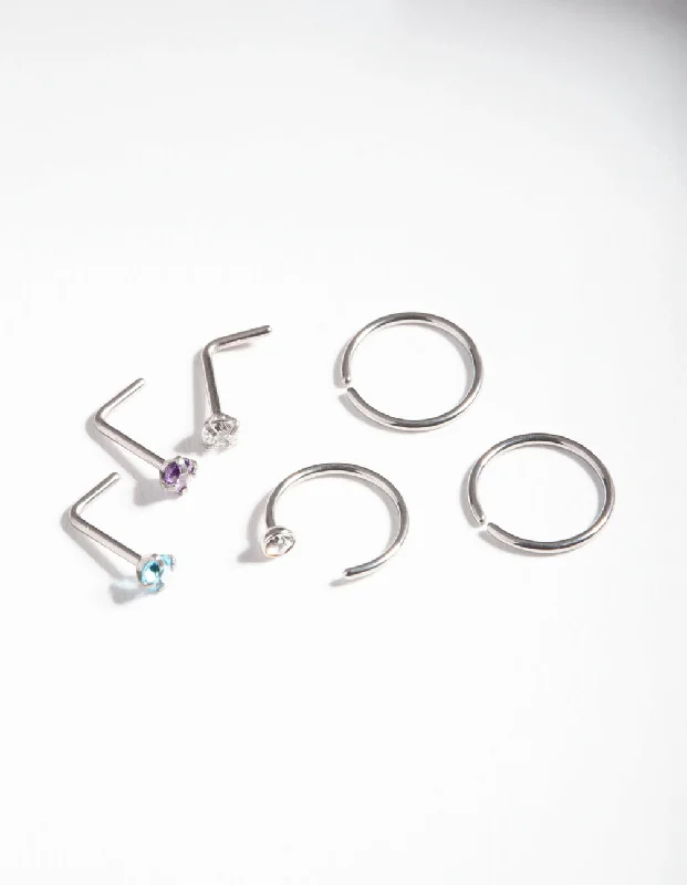 Stylish Gold Nose Rings with Elegant Designs -Pastel Surgical Steel Nose Stud Hoop 6-Pack Stylish Gold Nose Rings with Elegant Designs -Pastel Surgical Steel Nose Stud Hoop 6-Pack