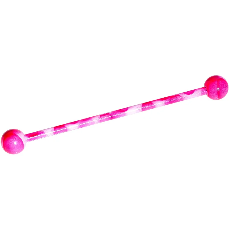 Women's Earrings – Elegant Designs for Every Personality--Pink White Cool Camouflage Industrial Barbell 38mm