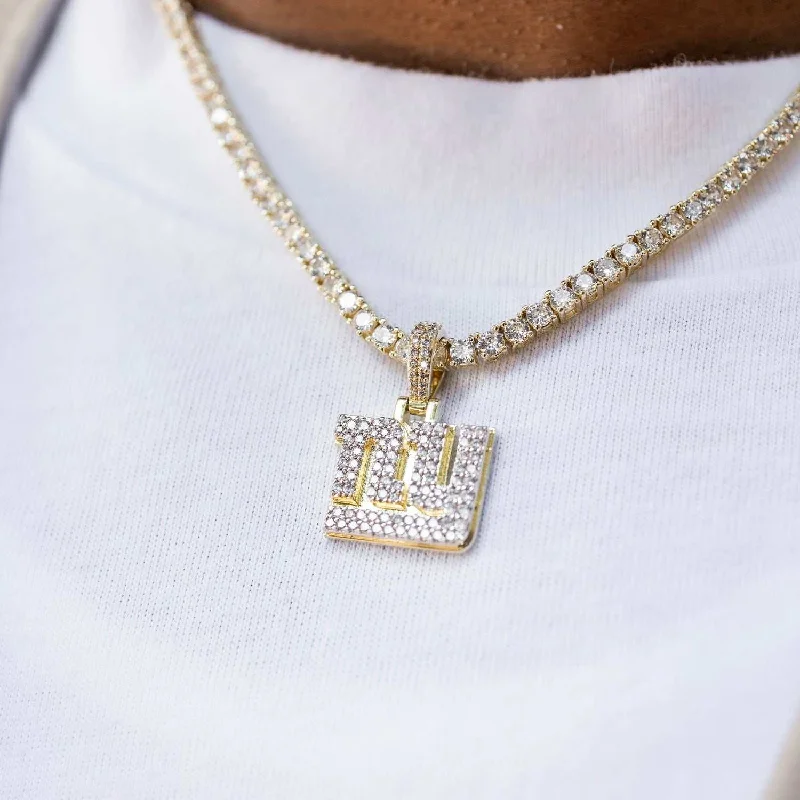Exclusive Men's Necklaces & Pendants for the Modern Gentleman-New York Giants Official NFL Micro Logo Pendant - Yellow Gold Exclusive Men's Necklaces & Pendants for the Modern Gentleman-New York Giants Official NFL Micro Logo Pendant - Yellow Gold