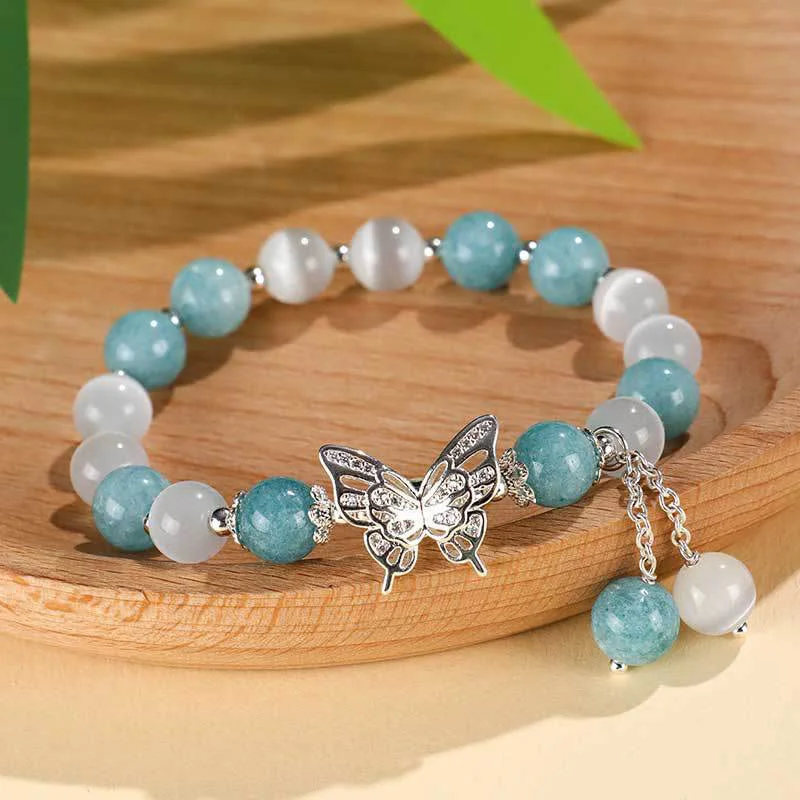 Vintage Bracelets for Men-Buddha Stones Chrysoberyl Cat's Eye Chalcedony Butterfly Love Bracelet Vintage Bracelets for Men-Buddha Stones Chrysoberyl Cat's Eye Chalcedony Butterfly Love Bracelet