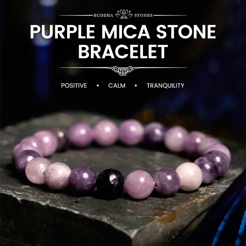 Stylish Bracelets for Men-Buddha Stones Purple Mica Stone Positive Bracelet