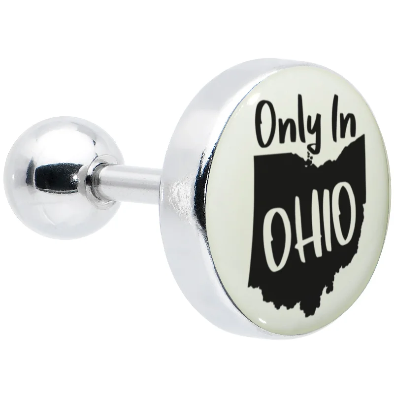 Women's Earrings – Elegant Designs for Every Personality--16 Gauge 1/4 Glow in the Dark Only in Ohio Tragus Cartilage Earring