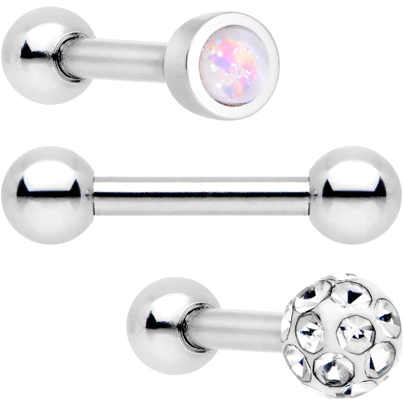 Women's Earrings – Elegant Designs for Every Personality--16 Gauge 1/4 Clear Gem Inlay Cartilage Tragus Earring 3 Pack Set Women's Earrings – Elegant Designs for Every Personality--16 Gauge 1/4 Clear Gem Inlay Cartilage Tragus Earring 3 Pack Set