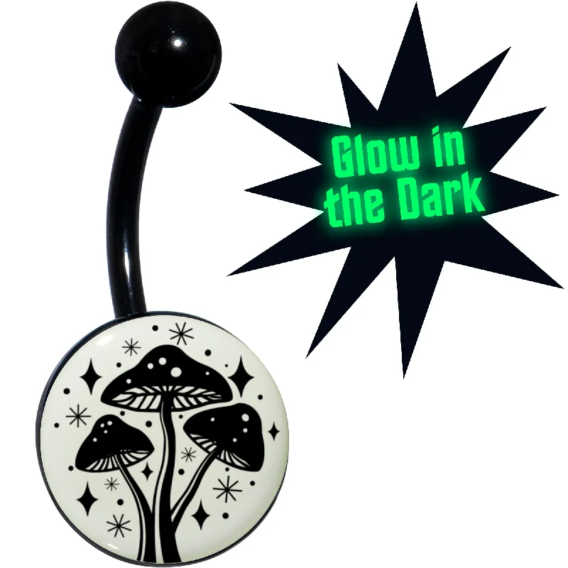 Elegant Belly Rings with Luxurious Appeal -Glow in the Dark Mystic Mushroom Belly Ring