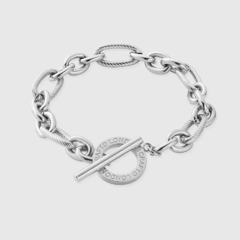 Stylish Personalized Bracelets for Men-Toggle Milan Bracelet (Silver)
