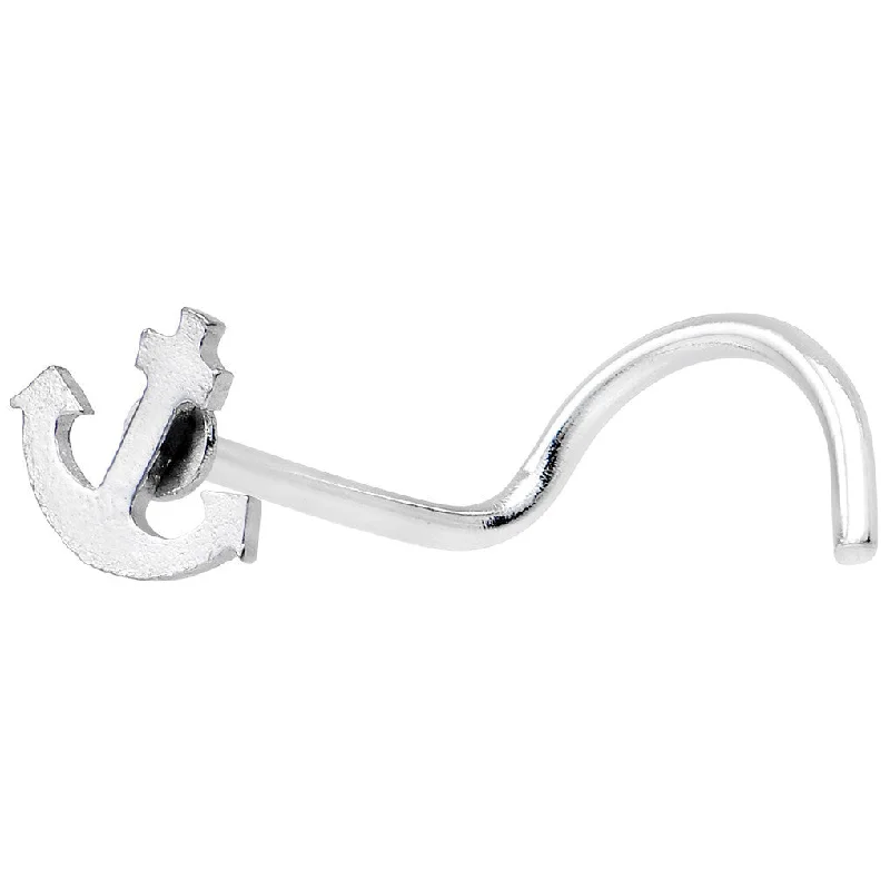Nose Rings with Simple Stones -316L Stainless Steel Anchor Nose Ring