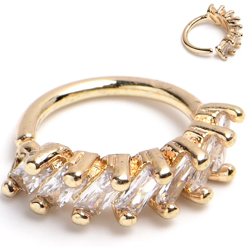 Nose Rings with Pearls -18 Gauge 5/16 Gold Toned Princess Cubic Zirconia Bendable Hoop Nose Rings with Pearls -18 Gauge 5/16 Gold Toned Princess Cubic Zirconia Bendable Hoop