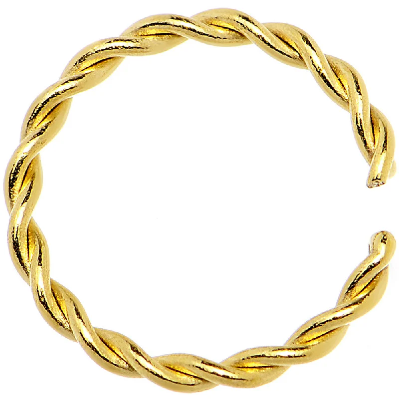 Stylish and Affordable Nose Rings -18 Gauge 5/16 Gold IP Annealed Steel Seamless Braided Circular Ring Stylish and Affordable Nose Rings -18 Gauge 5/16 Gold IP Annealed Steel Seamless Braided Circular Ring