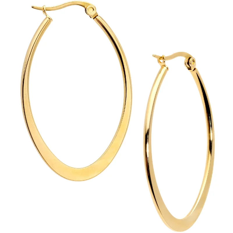 Women's Earrings – Elegant Designs for Every Personality--40mm Gold Tone PVD Stainless Steel Oval Hoop Earrings