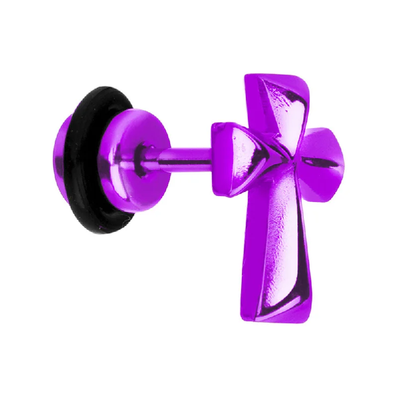 Women's Earrings – Elegant Designs for Every Personality--Purple Titanium Cross Cheater Plug