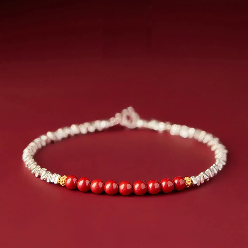 Handcrafted Bangles for Women-Buddha Stones 925 Sterling Silver Cinnabar Fu Character Blessing Bracelet Handcrafted Bangles for Women-Buddha Stones 925 Sterling Silver Cinnabar Fu Character Blessing Bracelet