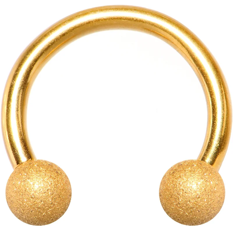 Classic Lip Rings for Elegant Piercings14 Gauge 7/16 Gold Color PVD Textured Horseshoe Circular Barbell