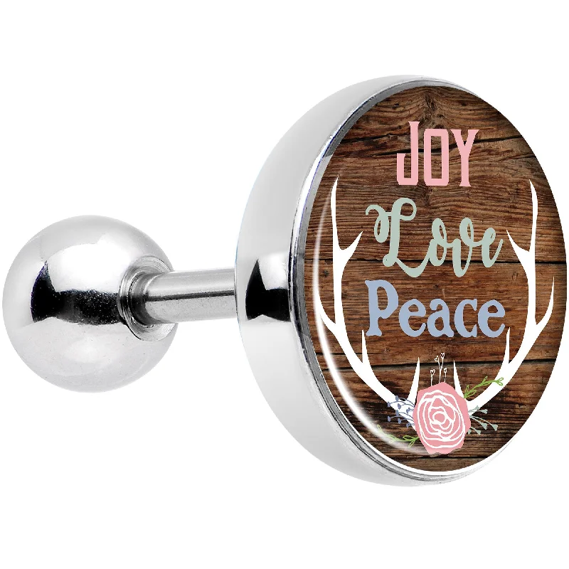 Women's Earrings – Elegant Designs for Every Personality--16 Gauge 1/4 Joy Love Peace Antlers Tragus Cartilage Earring Women's Earrings – Elegant Designs for Every Personality--16 Gauge 1/4 Joy Love Peace Antlers Tragus Cartilage Earring