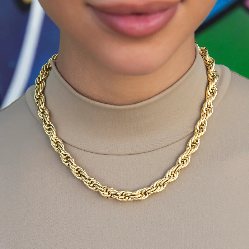 Shop Classic Women's  Necklaces & Pendants with a Modern Twist-Rope Necklace in Yellow Gold- 8mm
