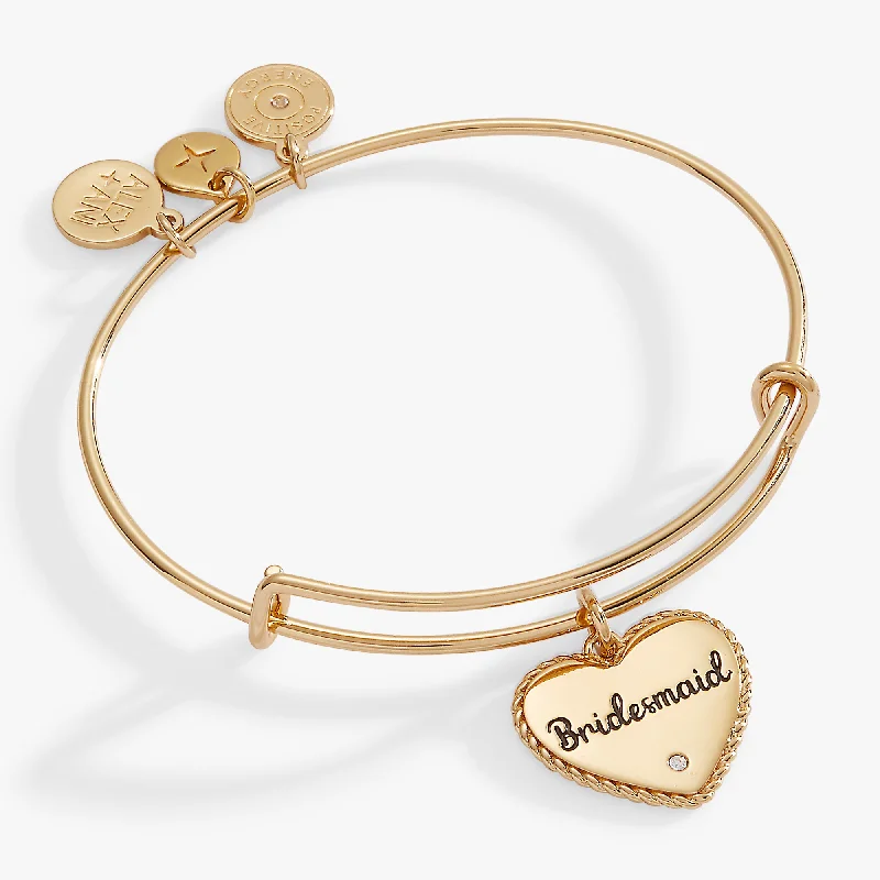 Modern Silver Bangles for Women-Bridesmaid Heart Bangle