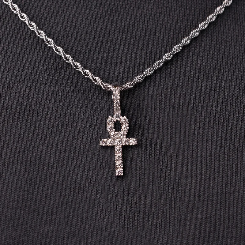 Exclusive Men's Necklaces & Pendants for the Modern Gentleman-Micro Ankh Cross in White Gold Exclusive Men's Necklaces & Pendants for the Modern Gentleman-Micro Ankh Cross in White Gold