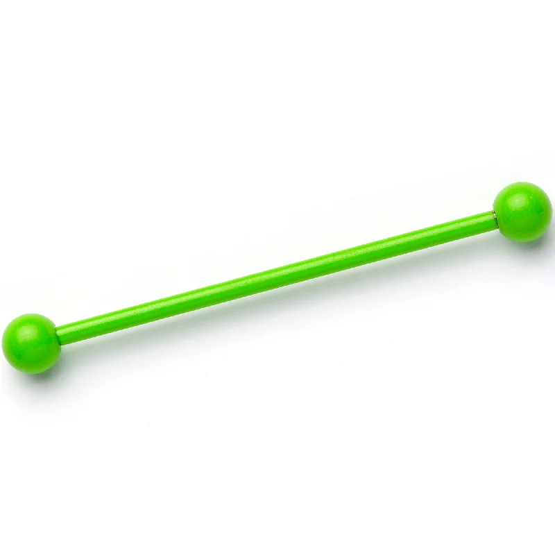 Women's Earrings – Elegant Designs for Every Personality--14 Gauge Bright Green Coated Glow in the Dark Industrial Barbell 38mm
