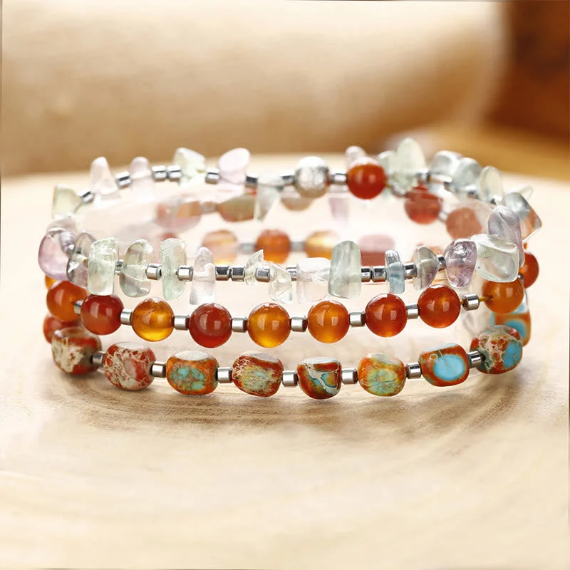Personalized Bead Bracelets for Men-Buddha Stones Fluorite Red Agate Emperor Stone Power Triple Wrap Bracelet Personalized Bead Bracelets for Men-Buddha Stones Fluorite Red Agate Emperor Stone Power Triple Wrap Bracelet