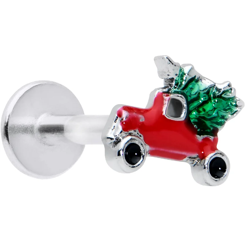 Simple Lip Rings with Chic Design16 Gauge 5/16 Christmas Tree in a Truck Labret Monroe Tragus