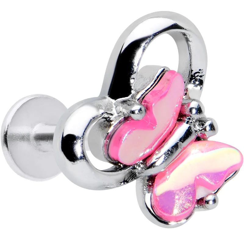 Adjustable Lip Rings for Perfect Fit16 Gauge 5/16 Heart Pink Butterfly Labret Monroe Tragus