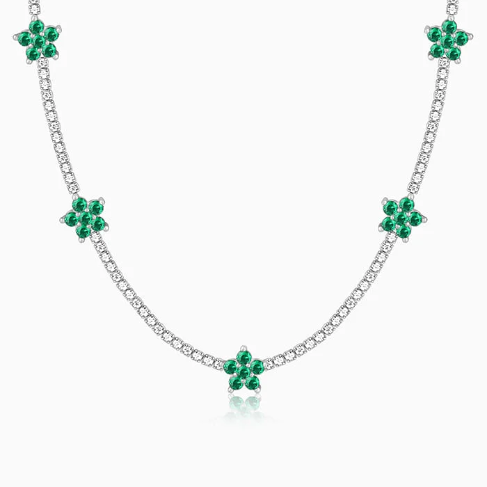 Shop Classic Women's Necklaces & Pendants with a Modern Twist-Silver Green Floral Necklace Shop Classic Women's Necklaces & Pendants with a Modern Twist-Silver Green Floral Necklace