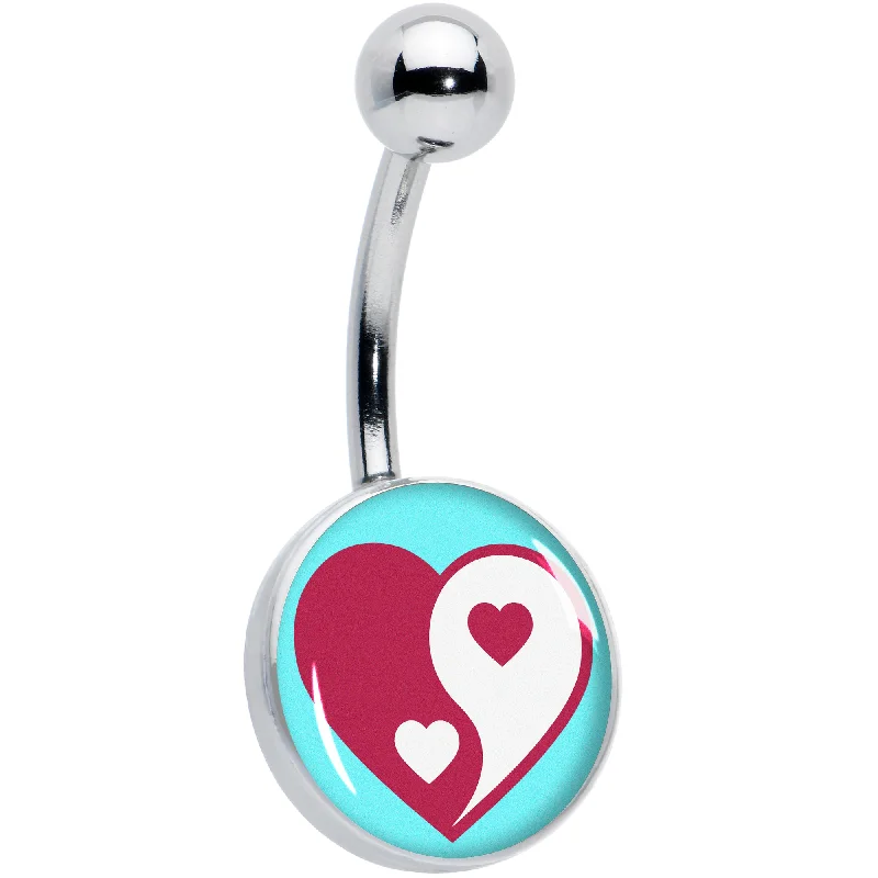Comfortable Belly Rings with Beautiful Detailing -Love Yin Yang Heart Belly Ring