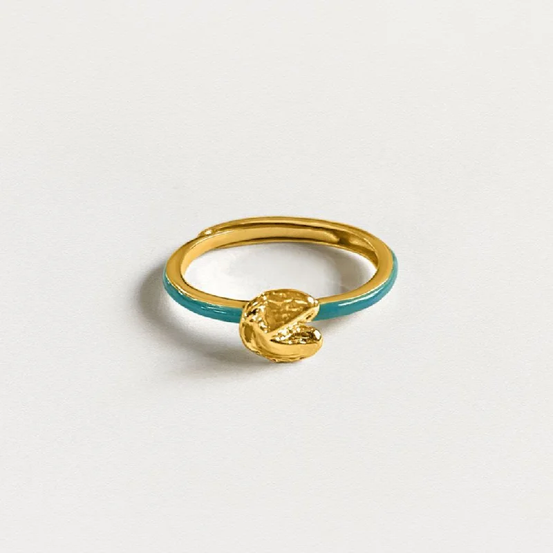 Chic Women's Rings for Fashion-Forward Looks-Fortune Cookie Ring (Aquamarine) - Gold Chic Women's Rings for Fashion-Forward Looks-Fortune Cookie Ring (Aquamarine) - Gold