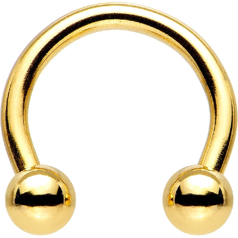 Adjustable Lip Rings for Easy Fit14 Gauge 3/8 Gold Tone Horseshoe Circular Barbell