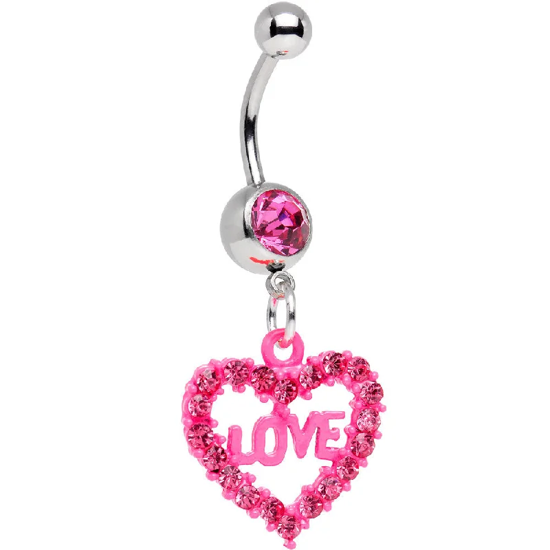 Belly Rings for Unique Fashion Statements -Pink Gem Sparkling Pink Heart Full of Love Dangle Belly Ring Belly Rings for Unique Fashion Statements -Pink Gem Sparkling Pink Heart Full of Love Dangle Belly Ring