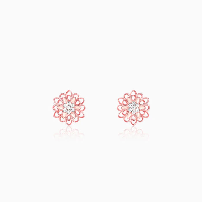 Women's Earrings – Elegant Designs for Every Personality--Rose Gold Blooming Flower Stud Earrings
