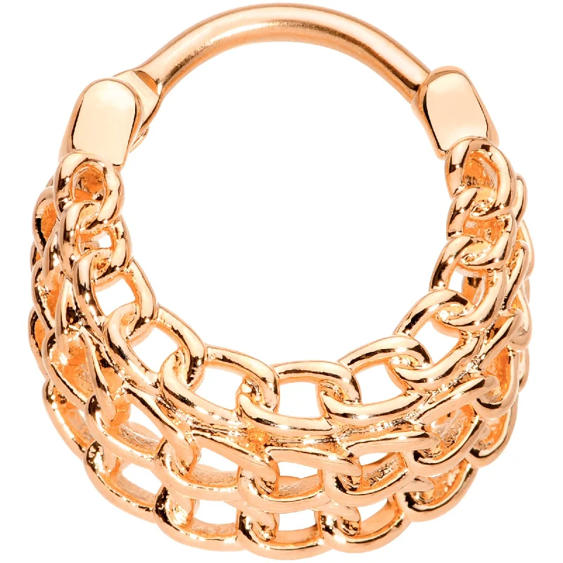 Nose Rings for Septum Piercing -16 Gauge 3/8 Rose Gold Tone Triple Chain Hinged Septum Ring Nose Rings for Septum Piercing -16 Gauge 3/8 Rose Gold Tone Triple Chain Hinged Septum Ring