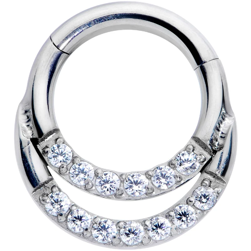 Women's Earrings – Elegant Designs for Every Personality--16 Gauge 1/4 Clear CZ Gem G23 Titanium Double Row Cartilage Clicker