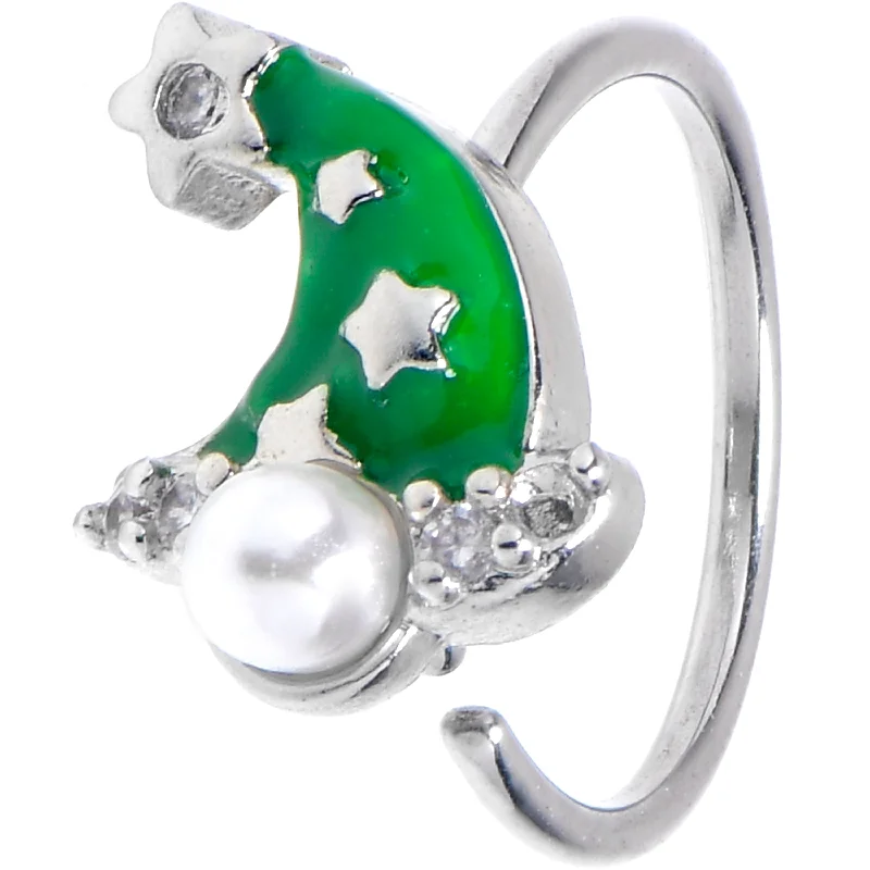 Nose Rings for All Fashion Styles -20 Gauge 5/16 Clear Gem Santa Hat Stars Green Nose Hoop Nose Rings for All Fashion Styles -20 Gauge 5/16 Clear Gem Santa Hat Stars Green Nose Hoop