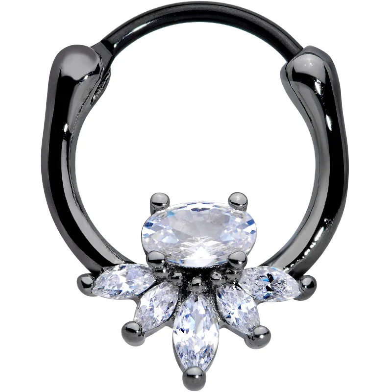 Nose Rings with Glitter -18 Gauge 3/8 Clear Gem Black Anodized Spray Cartilage Clicker Nose Rings with Glitter -18 Gauge 3/8 Clear Gem Black Anodized Spray Cartilage Clicker