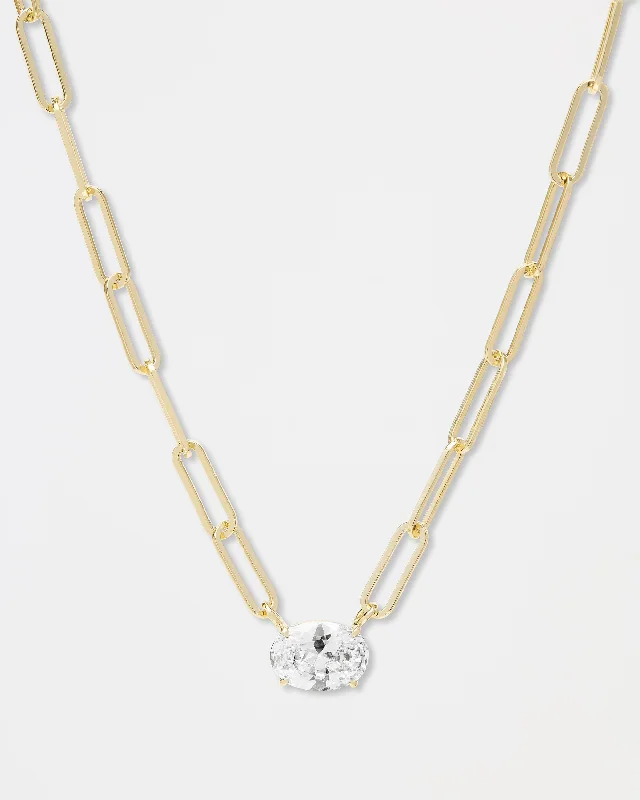Shop Classic Women's Necklaces & Pendants with a Modern Twist-Hello Gorgeous Samantha Chain Necklace - Gold|White Diamondettes Shop Classic Women's Necklaces & Pendants with a Modern Twist-Hello Gorgeous Samantha Chain Necklace - Gold|White Diamondettes
