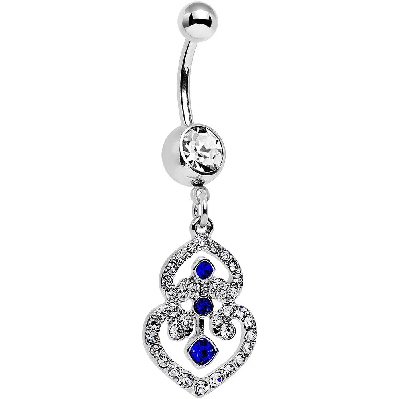 Trendy Belly Rings for Dazzling Fashion -Clear Blue Gem Fancy Delilah Dangle Belly Ring Trendy Belly Rings for Dazzling Fashion -Clear Blue Gem Fancy Delilah Dangle Belly Ring