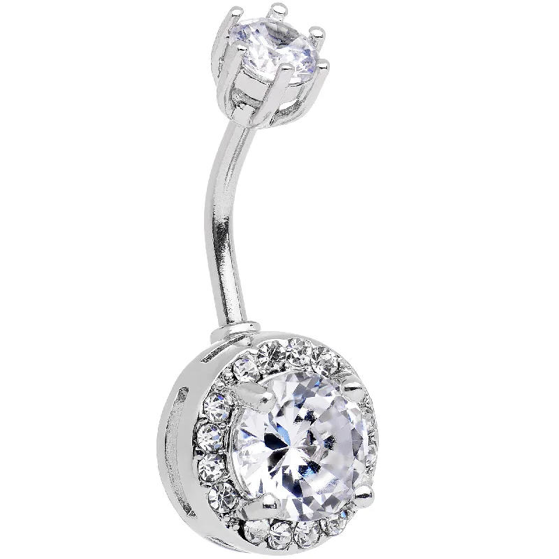 Trendy Belly Rings for Special Fashion -Clear Gem Top to Bottom Trendy Belly Ring