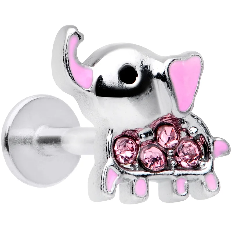 Customizable Lip Rings for Unique Style16 Gauge 5/16 Pink Gem Lucky Elephant Labret Monroe Tragus